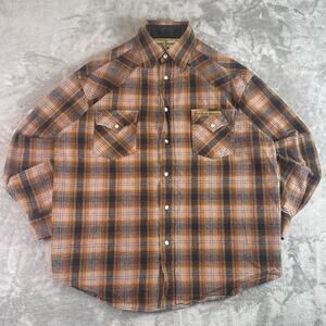 Jesse James Workwear West Coast Choppers Pearl Snap Plaid Shirt Men Sz L